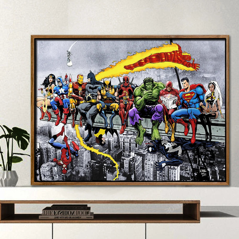 Tableau affiche murale spiderman hulk iron man décorations enfants avengers