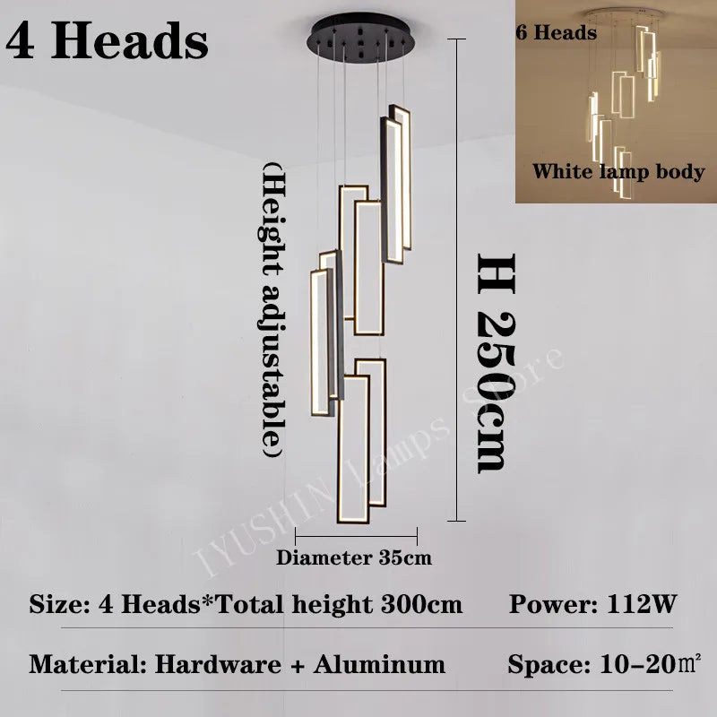 lustre moderne à led pour décoration créative en duplex