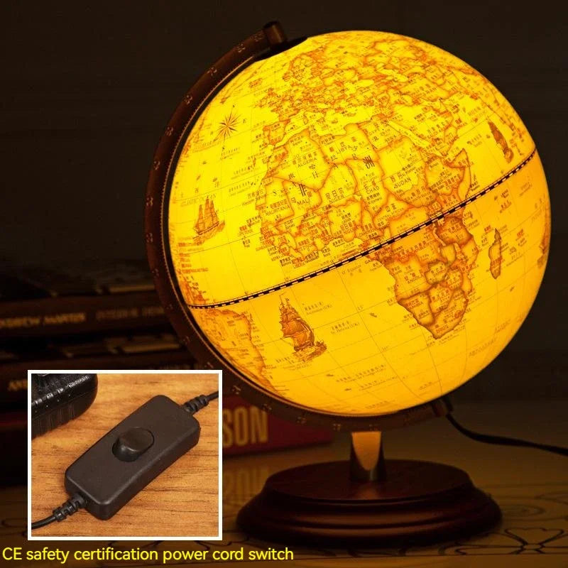 lampe à poser rétro avec globe terrestre rotatif décoratif