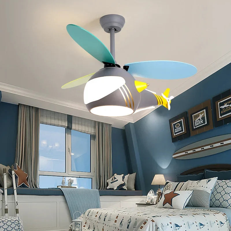 ventilateur créatif hélicoptère pour chambre d'enfant décorative