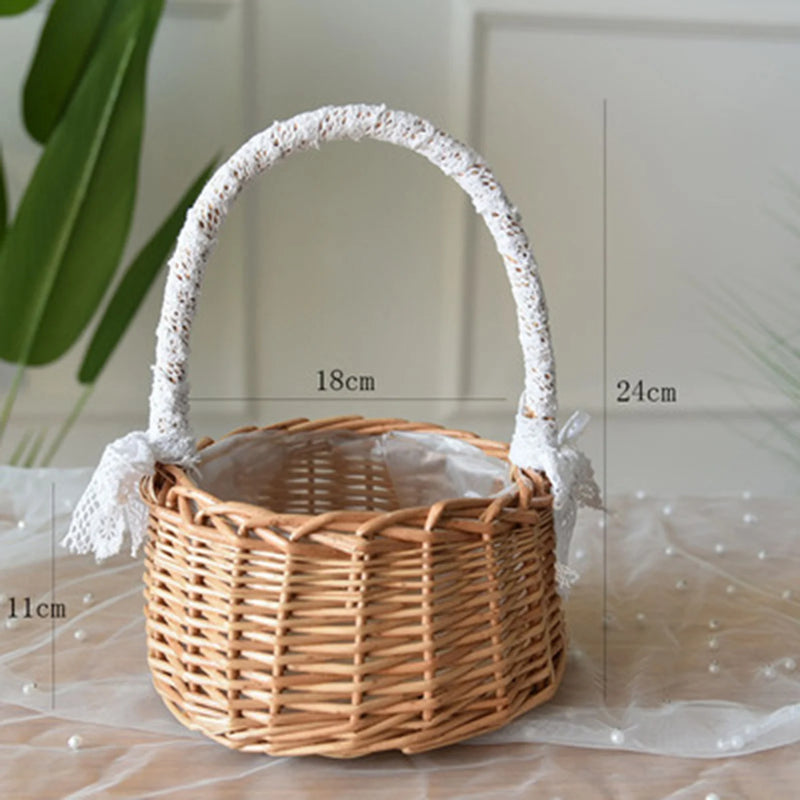 panier à fleurs mariage avec nœud papillon grande capacité polyvalent