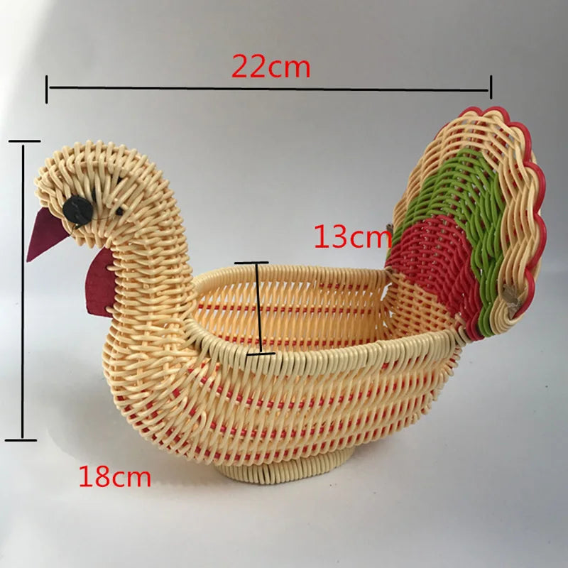 panier de rangement en rotin tissé style animal fait main