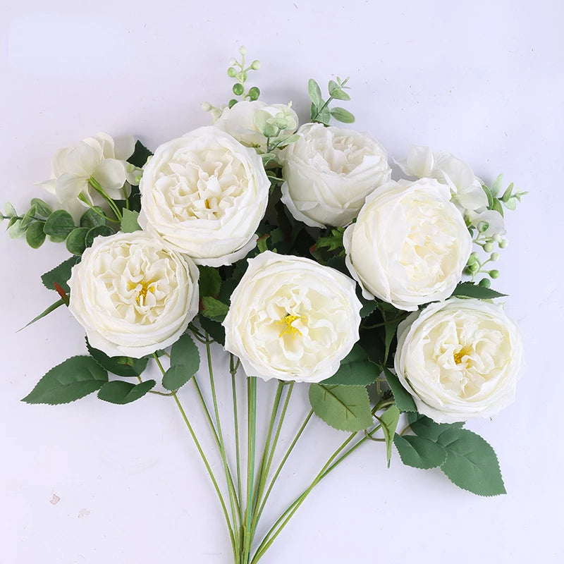 bouquet de roses artificielles en soie pour décoration intérieure