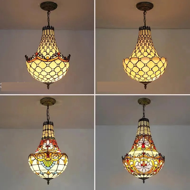 lustre vintage méditerranéen en vitrail pour intérieur élégant