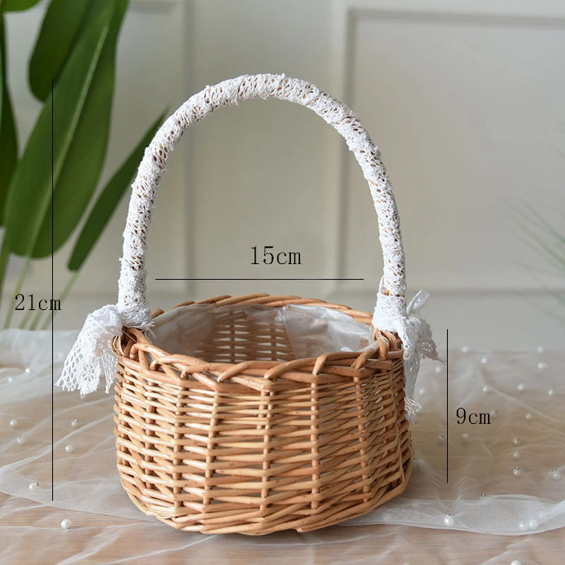 panier à fleurs mariage avec nœud papillon grande capacité polyvalent