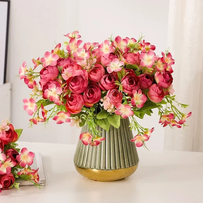 bouquet de fleurs artificielles en soie pour décoration intérieure