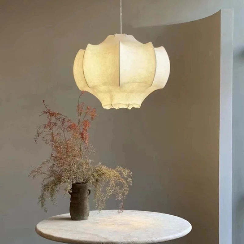 lustre suspendu en soie wabi-sabi pour décoration intérieure