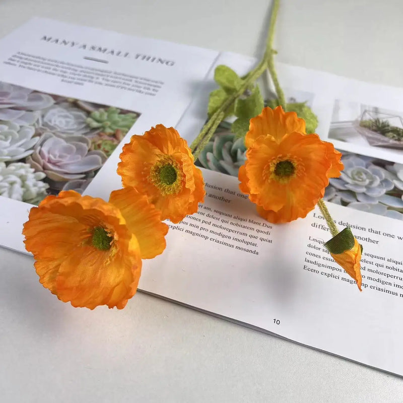 fleurs de pavot artificielles en soie pour décoration et événements