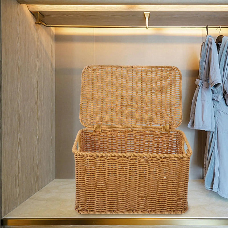 boîte de rangement tissée pour vêtements avec couvercles