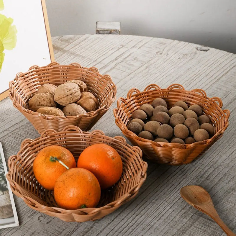 panier rond en osier pour rangement de divers objets