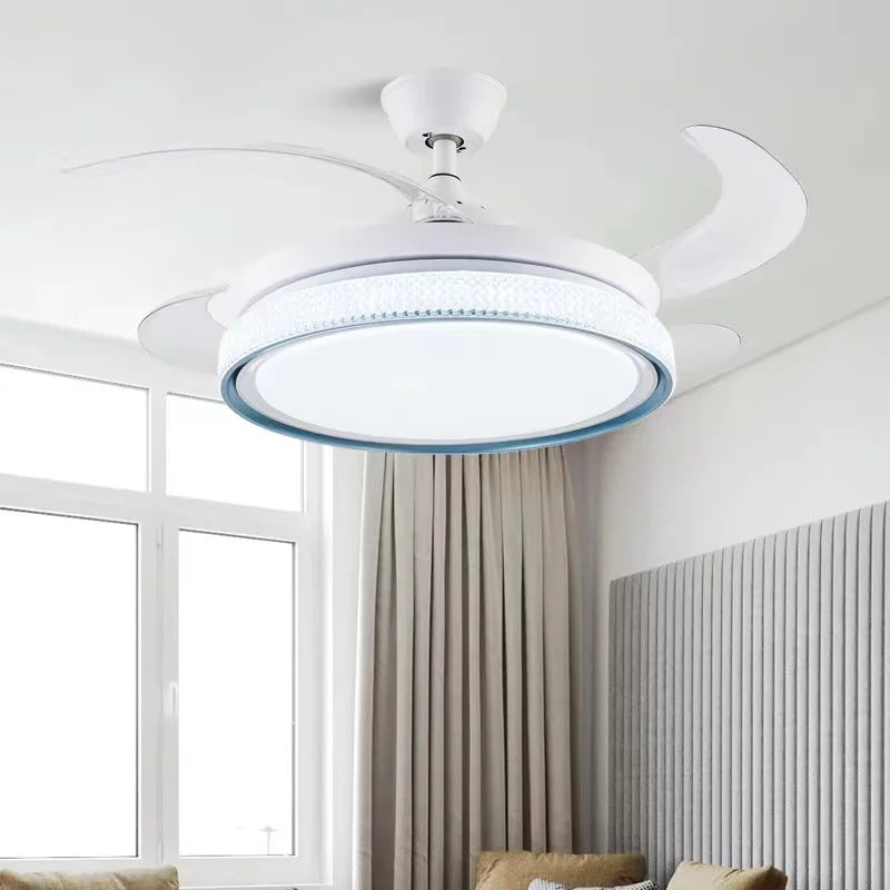 ventilateur de plafond moderne led intelligent avec 4 pales rétractables