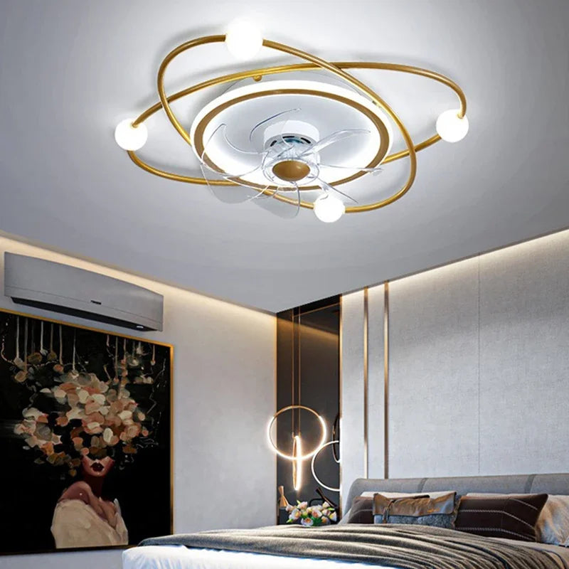 lustre led moderne avec ventilateur pour décoration intérieure