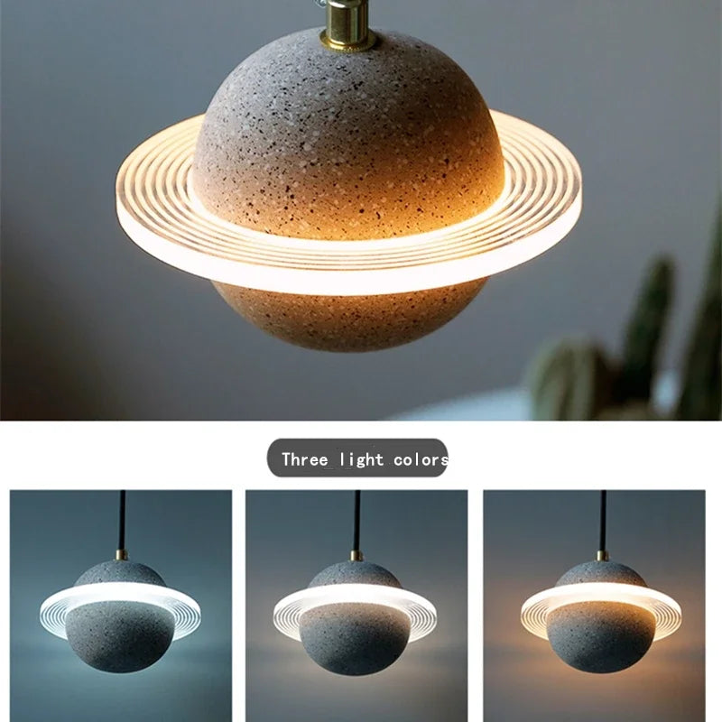 2024  New Hot Sale Resin Planet Pendant Lamp For Living Dining Room Restaurant Store Suspension Indoor Lighting Decor Luminaire