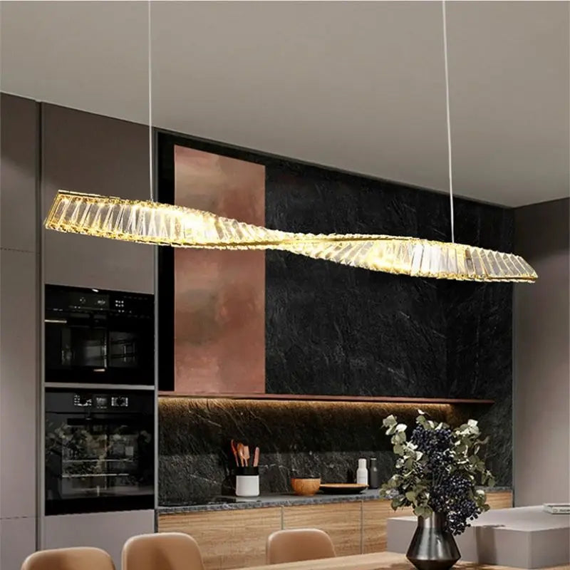 lustre en cristal doré design postmodernes avec éclairage led