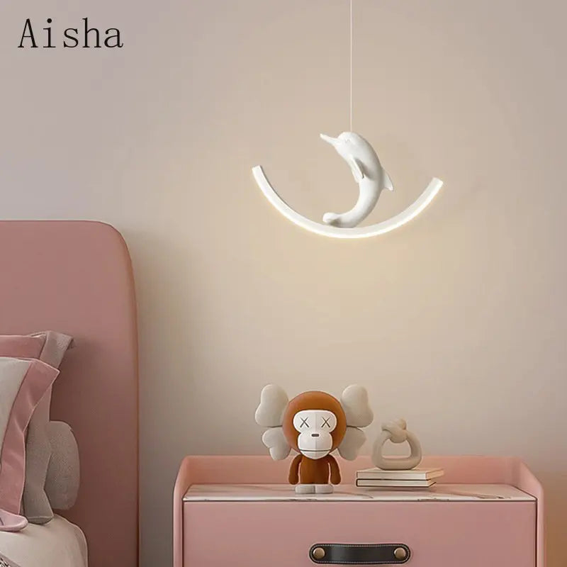 suspension lumineuse dauphin ours pour chambre enfant