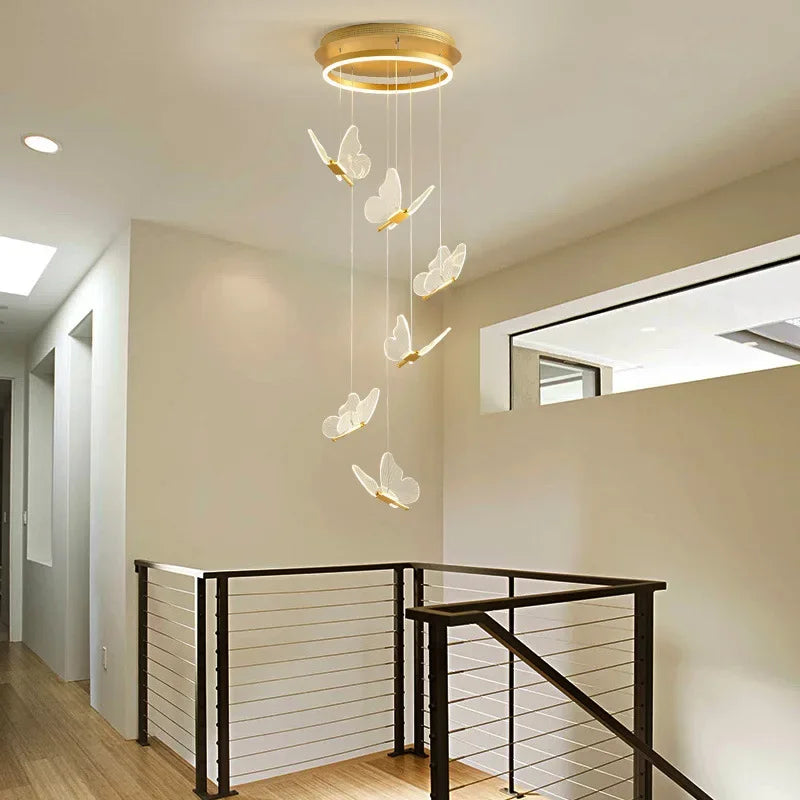 lustre papillon transparent design nordique suspension led