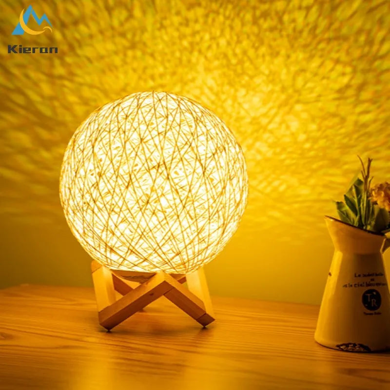 Lampe bois massif LED boule