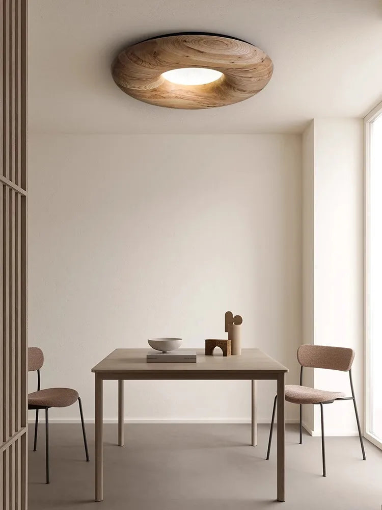 plafonnier led design rétro moderne en bois foncé grand lustre