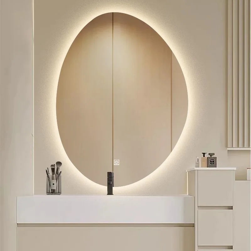 miroir à led intelligent forme irrégulière avec écran tactile