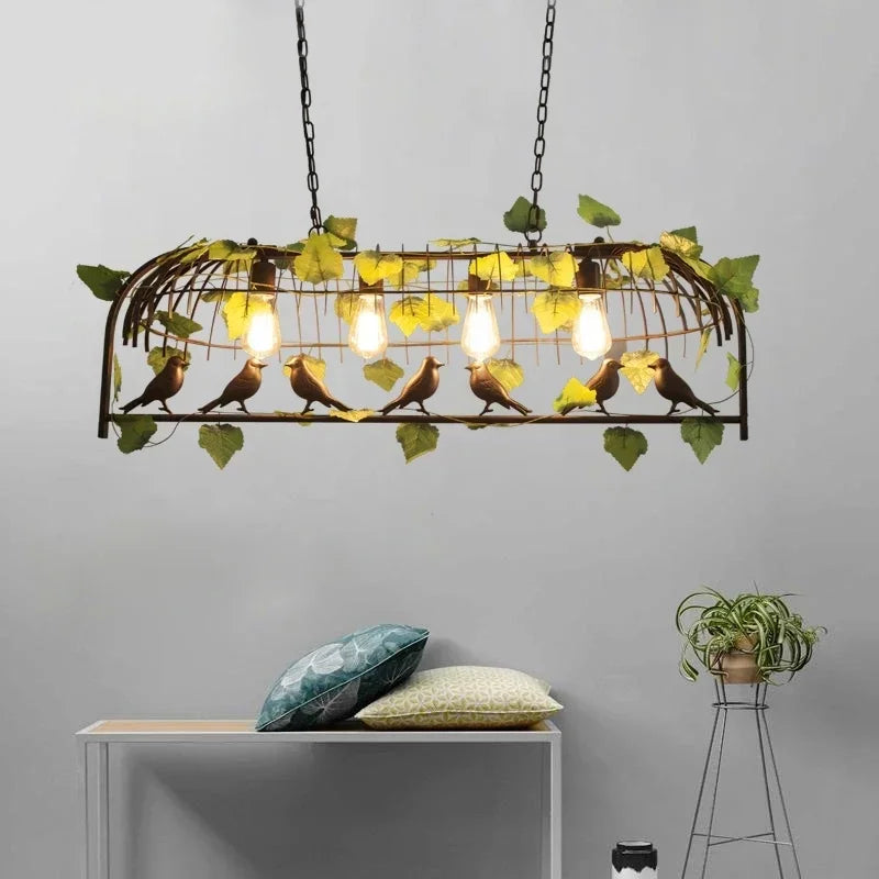 Retro Industrial Ceiling Chandelier Metal Bird Cage Hanging Lamp Suspension Pendant Light