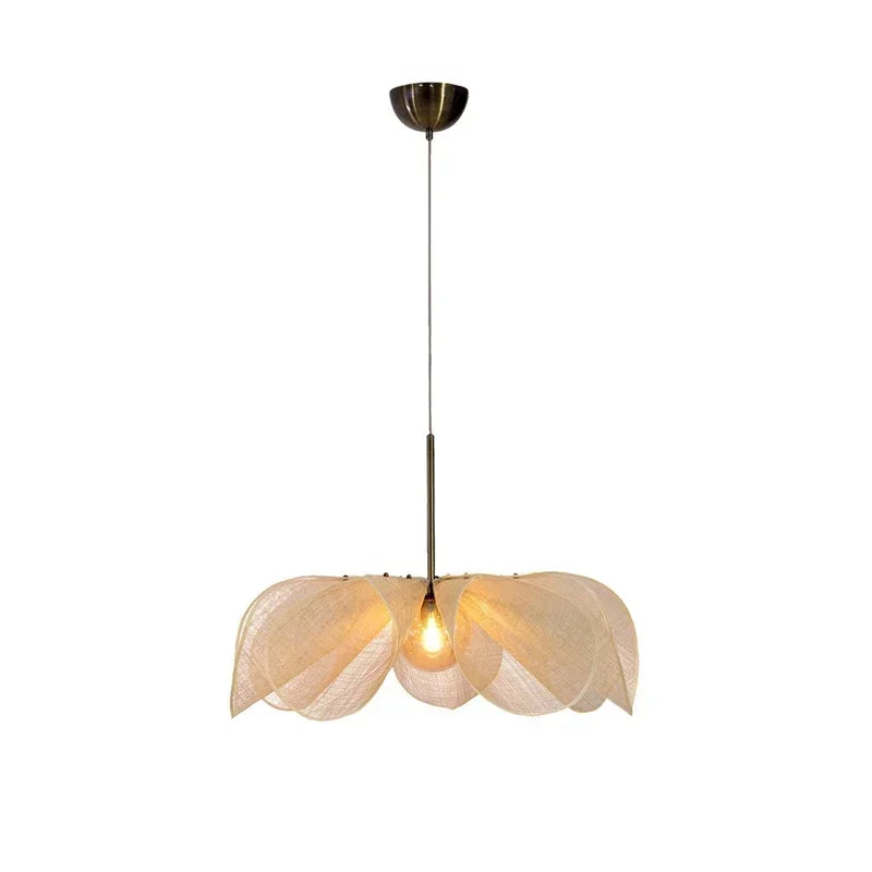 Wabi Sabi Fabric Pendant Light Flower Chandelier Suspension Hanging Light for Living Dining Room