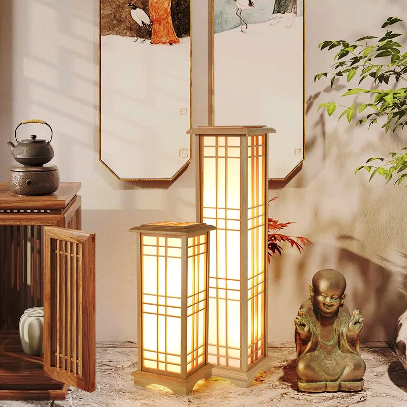 lampadaire japonais en bois pour un éclairage décoratif intérieur