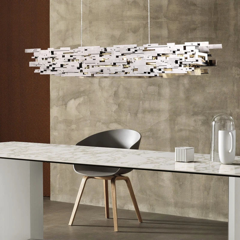 lustre led chromé design créatif éclairage suspendu moderne