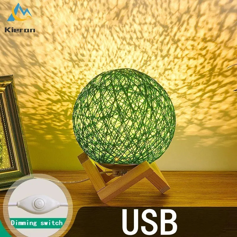 Lampe bois massif LED boule