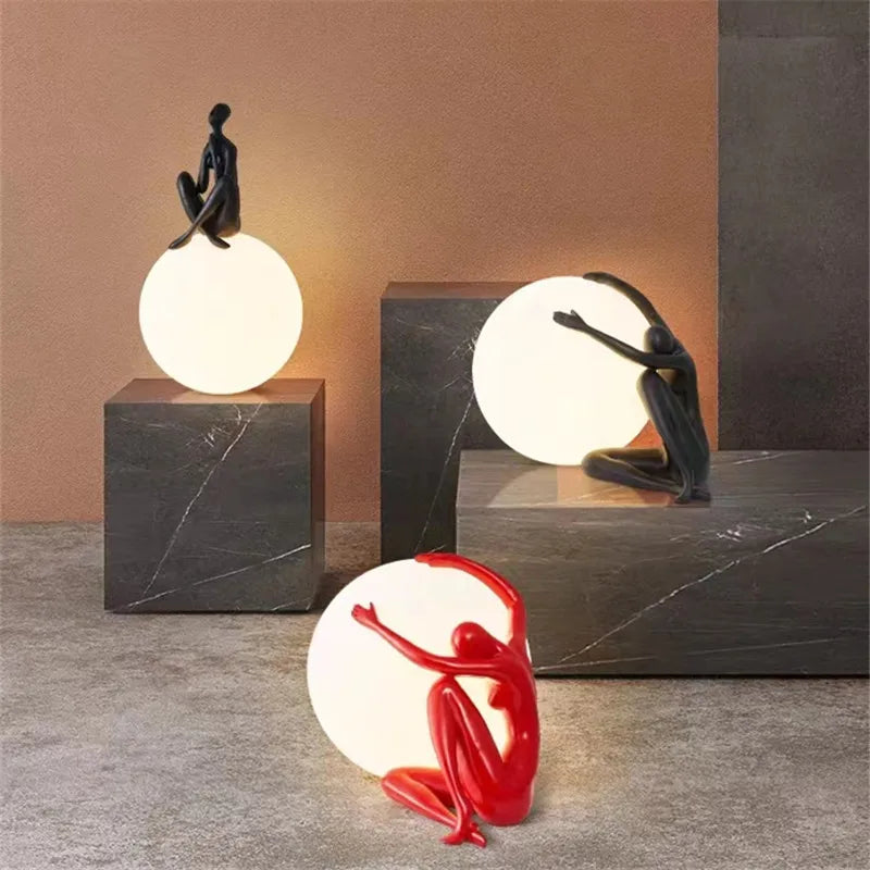 lampe de table créative design ballon humanoïde artistique