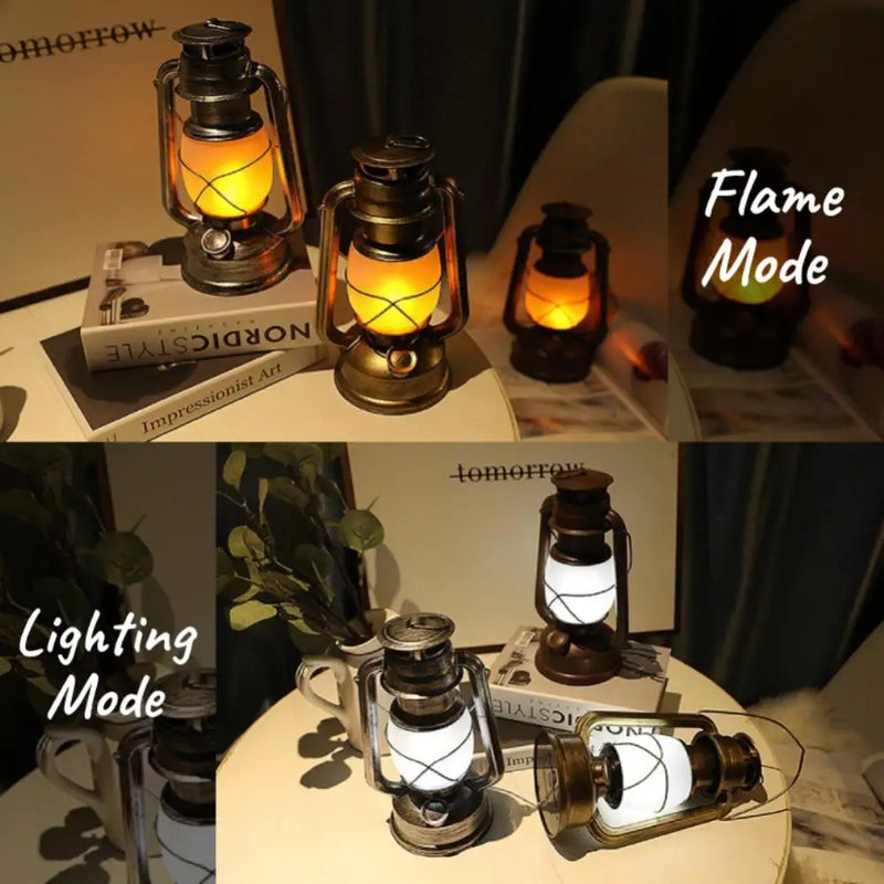 lanterne rétro portable pour camping lampe à pétrole à flamme dynamique