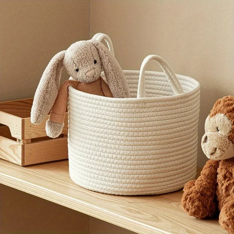 panier de rangement en corde pour jouets et linge