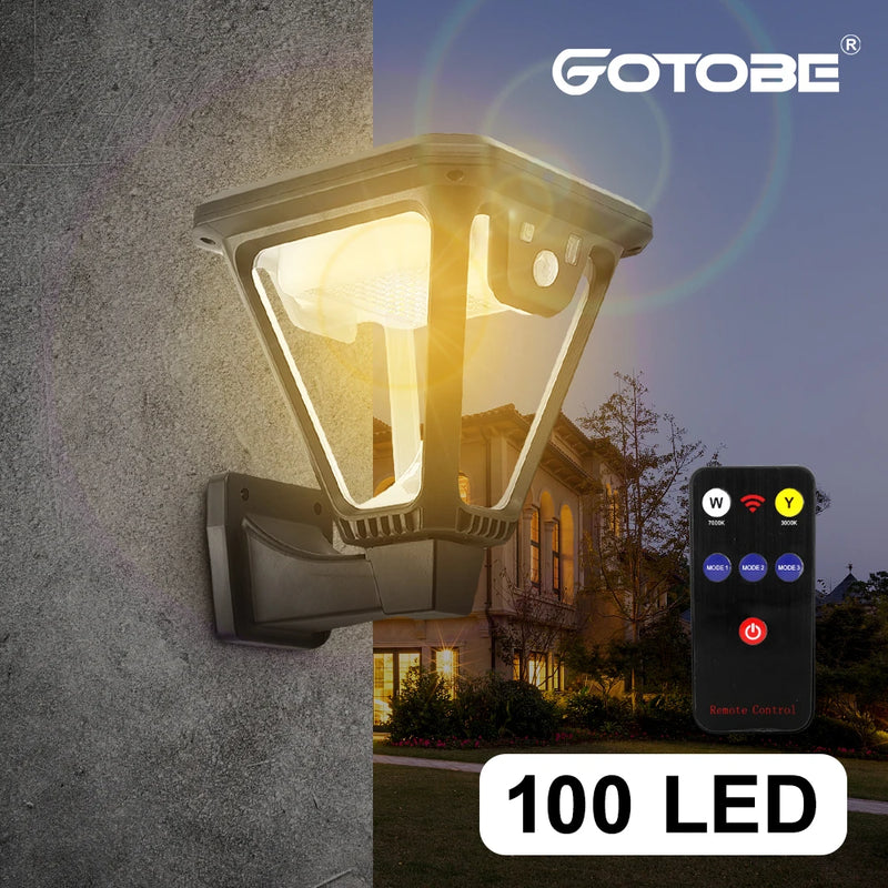 lanterne solaire extérieure 100 led capteur de mouvement éclairage 360 degrés