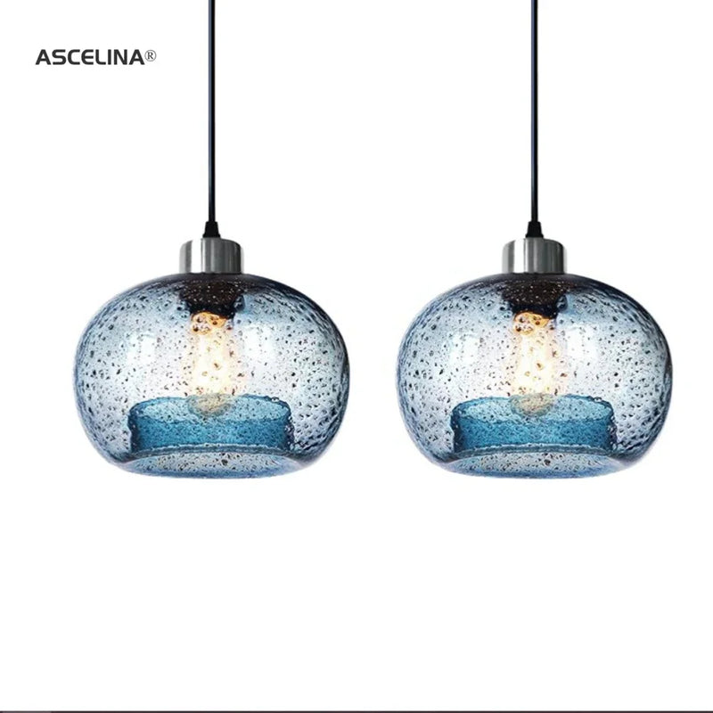 lustre suspendu en verre vintage avec bulles d'air