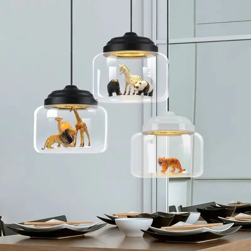 suspension LED design moderne en forme d'animal pour décoration intérieure