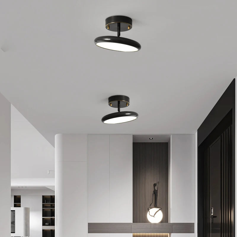 plafonnier moderne en cuivre noir design rond pour intérieur