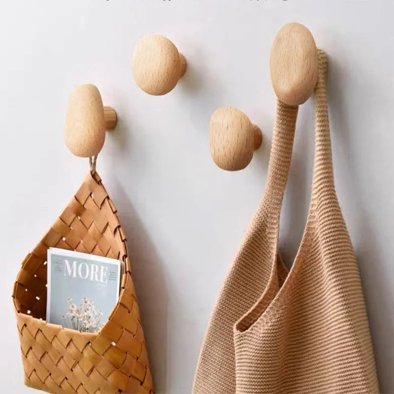 porte-manteau mural en bois naturel pour rangement décoratif