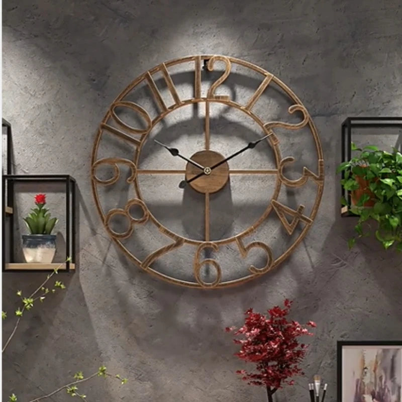 horloge murale silencieuse en fer forgé design nordique créatif décoratif