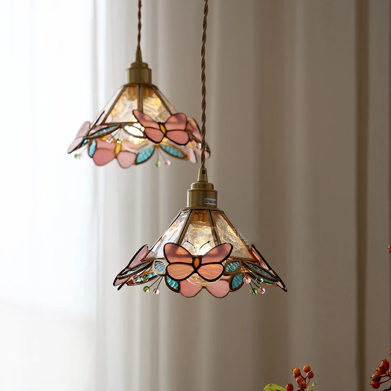 iwhd lampe à main led moderne en verre cuivre papillon