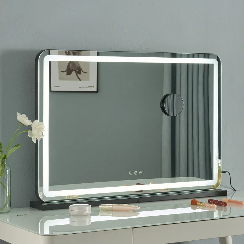 miroir décoratif avec lumière rotatif 360 degrés haute définition