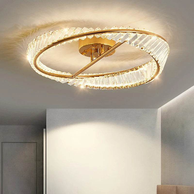 plafonnier en cristal de luxe à led moderne pour décoration intérieure