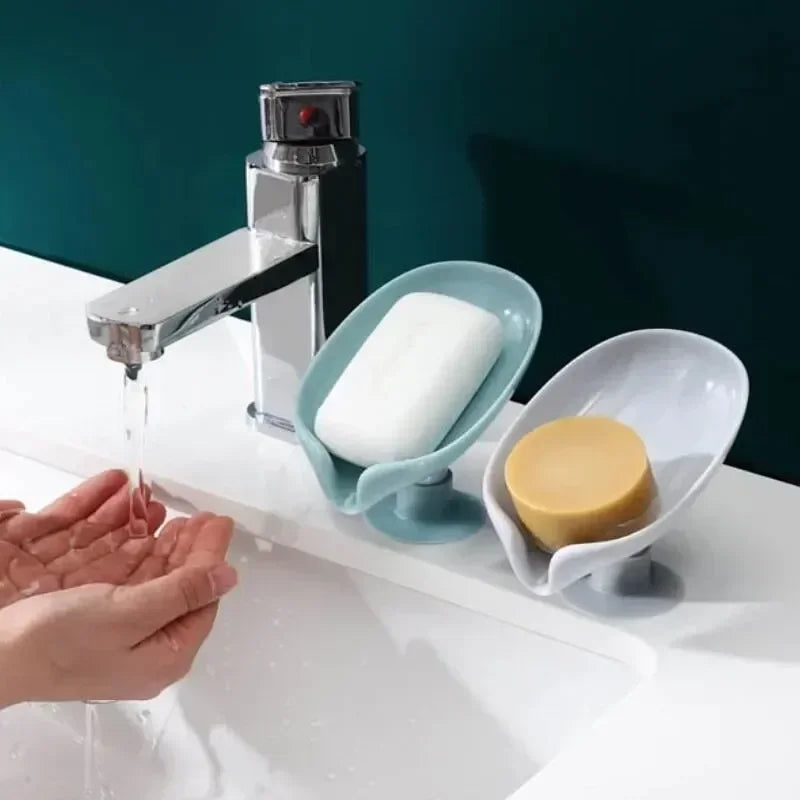 porte-savon en forme de feuille avec ventouse pour salle de bain