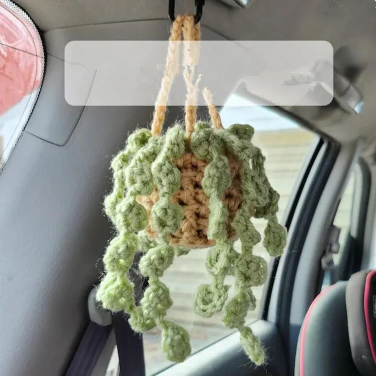 crochet suspendu créatif pour décoration de voiture plante en pot