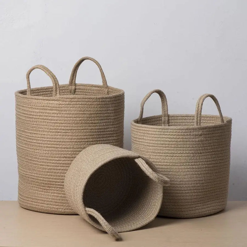 panier en osier tissé à la main pour rangement pliable et jouets