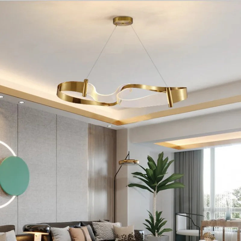 2024 Modern Design Ribbon LED Chandeliers Lighting For Living Room Study Bedroom Restaurant