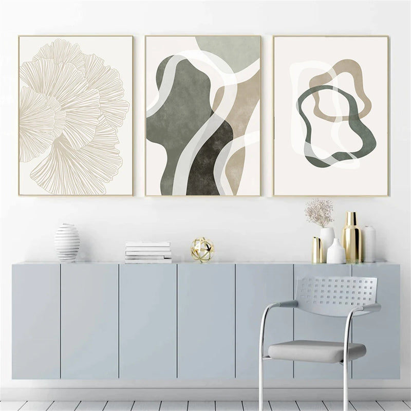 impression abstraite ginkgo sur toile pour décoration murale