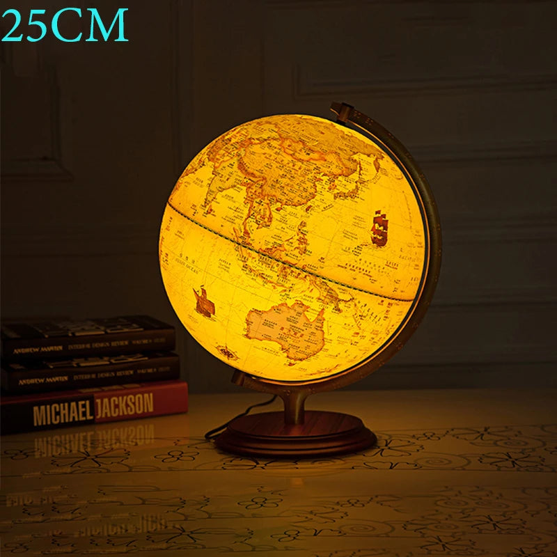 lampe de bureau globe terrestre rotatif et carte géographique