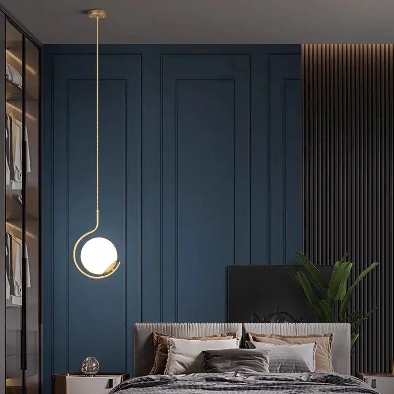 lustre led moderne minimaliste en verre pour hôtel