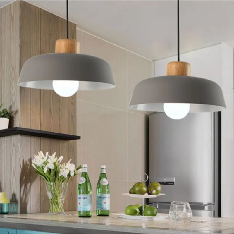 lampe suspendue style nordique macaron led en aluminium décoratif