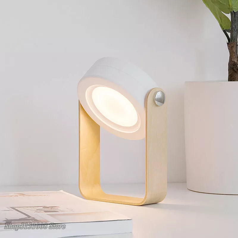 Nouvelle poignée en bois créative pliable veilleuses lampe de lecture lampe lanterne Portable télescopique pliante Led lampe de Table USB charge