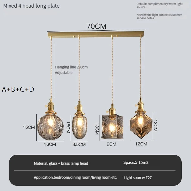 suspension vintage avec interrupteur et abat-jour en verre cristal